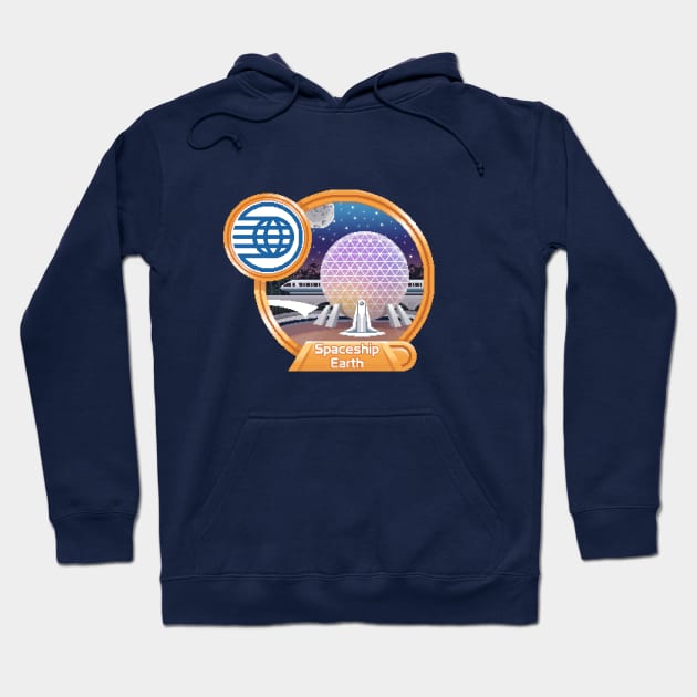 Spaceship Earth Pixel Art Hoodie by retrocot